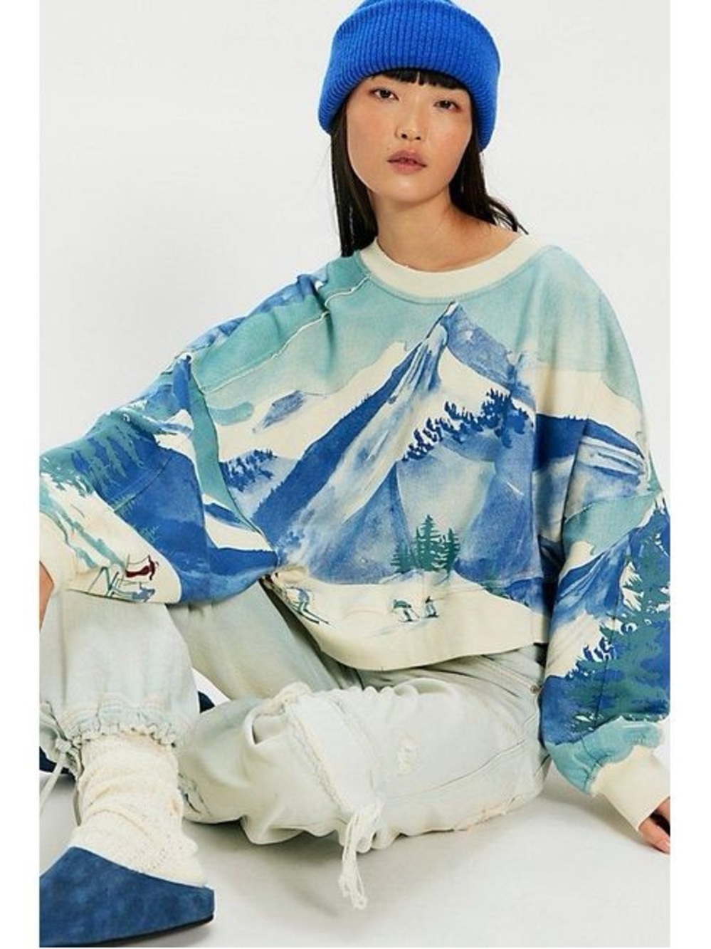 Free People Gaia Scenic Apres Mountain Ski Crewneck size L NWOT holiday winter